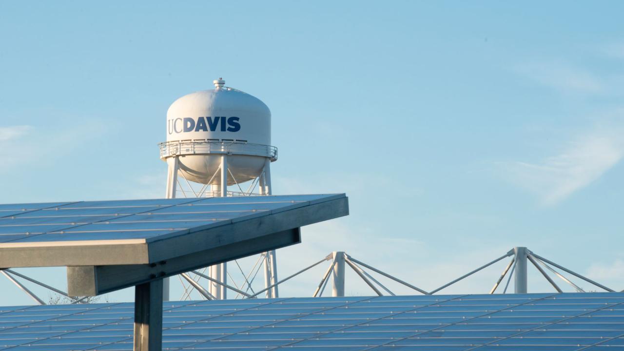 Water tower and solar panels
